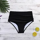 2022 женские бикини с высокой талией, однотонный черный купальный костюм, танкини, штаны с принтом, бразильские пляжные праздничные Шорты для плавания большого размера