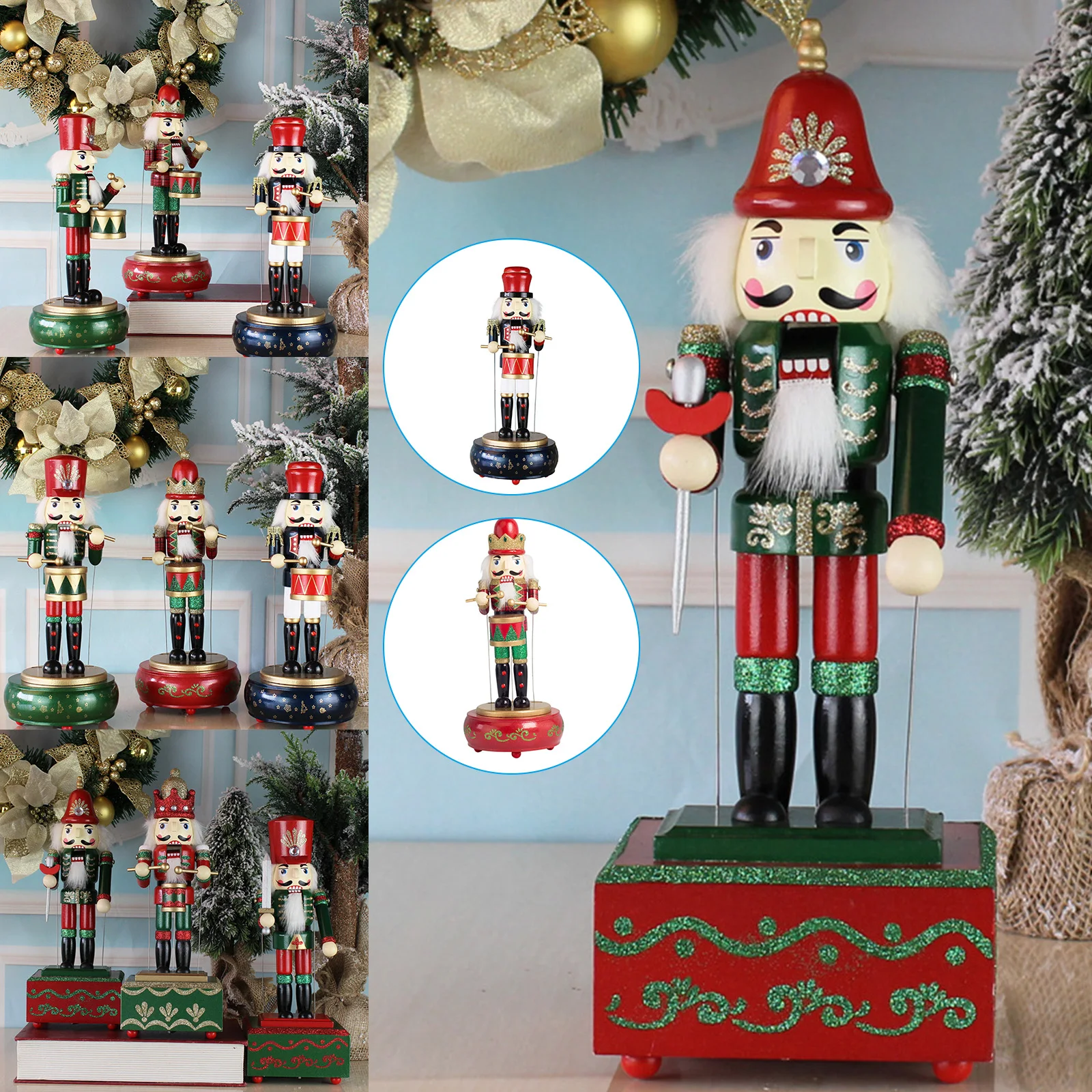 

Animated Musical Nutcracker Shape with Drum Music Box Handicrafts Home Desktop Decoration