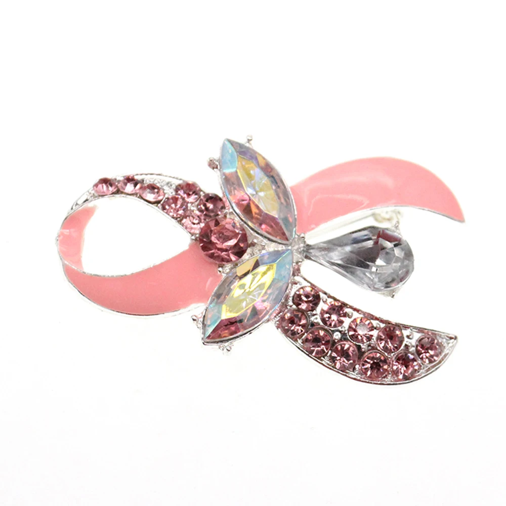 Бесплатная доставка 10 шт./лот эмалированная брошь в виде ленты с розовыми