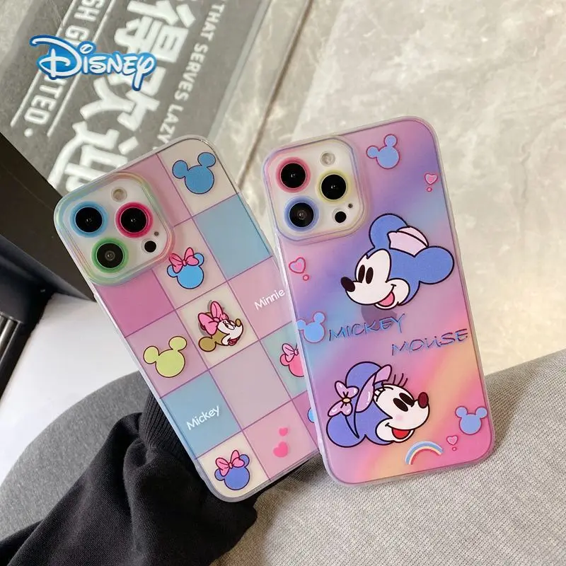 

Disney Mickey Cartoon Mobile Phone Case for iPhone 13 13Pro 12 12Pro 11 Pro X XS MAX XR 7 8 Plus Cute Color Gradient Cover