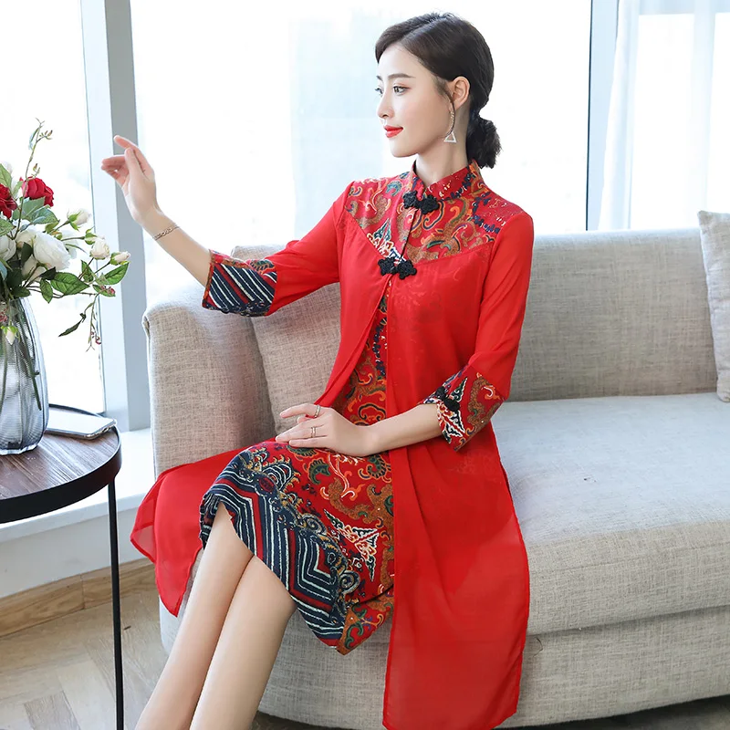 Новый год в китайском национальном стиле Вечерние платья для женщин винтажном