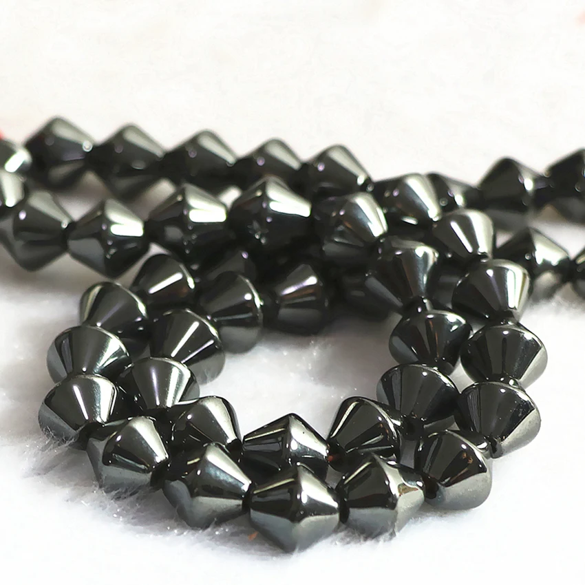 

4 style natural black hematite bicone abacus coin wheel shape loose beads elegant diy jewelry findings 15inch B225