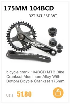 Велосипедные шатуны 2 скорости 38T 24T пластина 104BCD MTB велосипед кривошипный алюминиевый сплав с нижними аксессуарами 170 мм 172,5 мм 175 мм