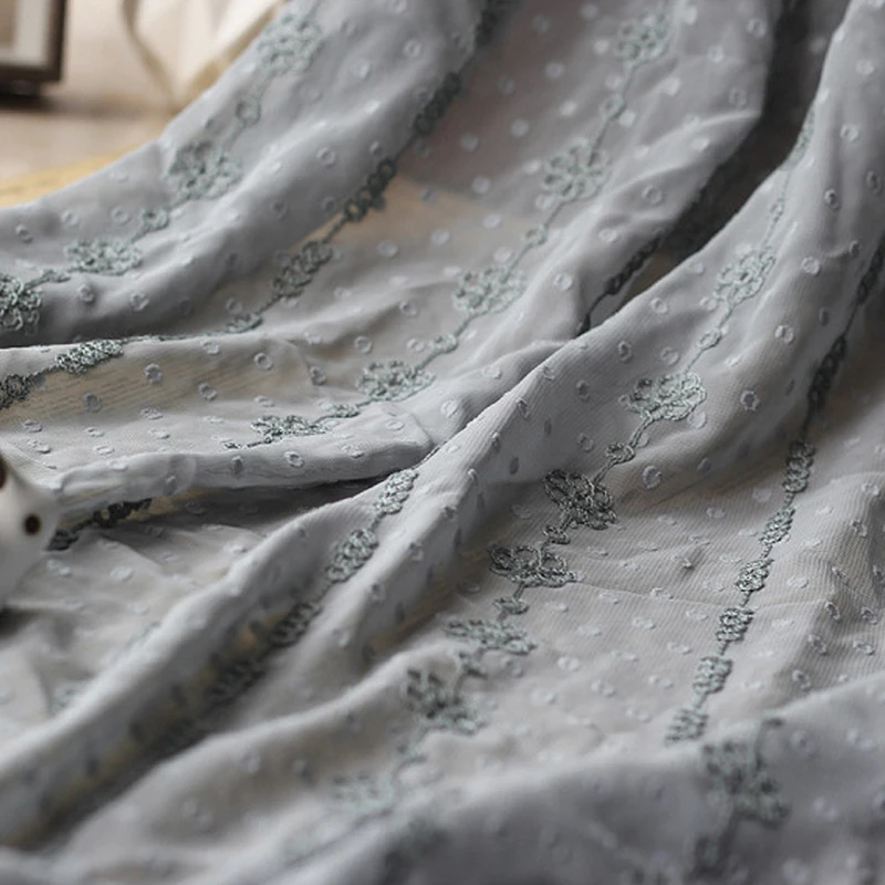 Бежевая серая розовая мягкая жаккардовая шифоновая ткань с вышивкой для платьев