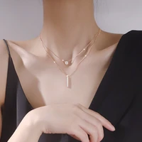 double necklace female clavicle chain necklace female simple and delicate necklace female niche design sense ladies jewelry gift