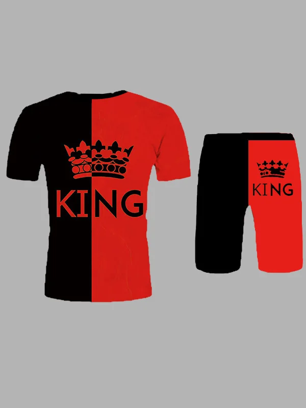 

Summer fashion new men T-shirt suits summer leisure sports t-shirts and shorts suit 3 d letters