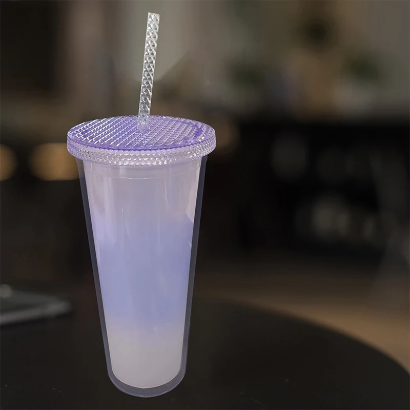 

710ml/24oz Diamond radiant goddess Straw cup With Lid With LOGO coffee cup summer Holiday Cold Cup Tumbler Durian cup US