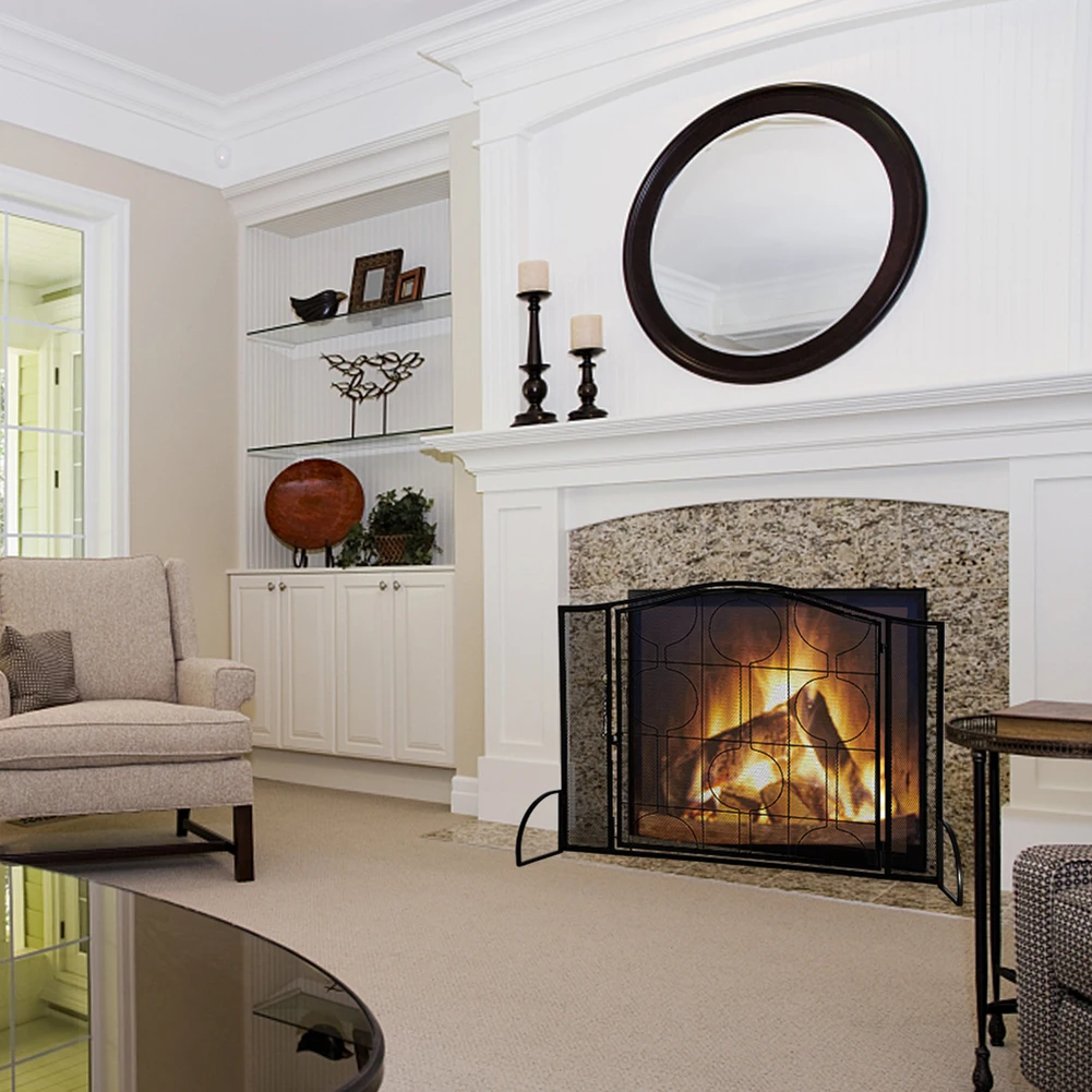 

Artisasset Single Door Black Mesh With Geometric Pattern Grill Living Room Decoration Wrought Iron