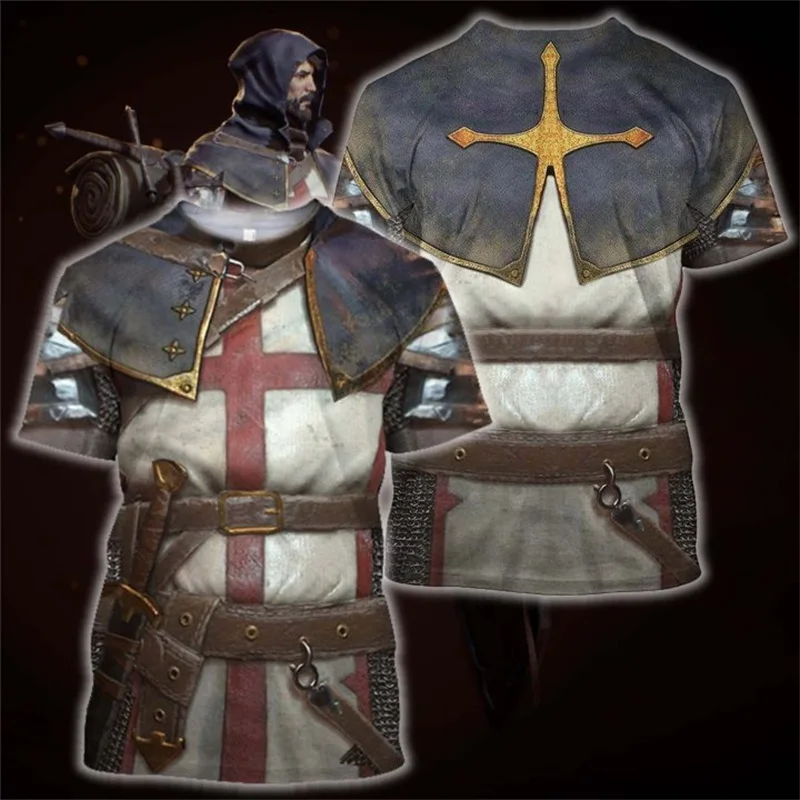 

Knights Templar 3D Printed men t shirt Harajuku Fashion Short sleeve shirt summer streetwear Casual Unisex tshirt tops QS-148
