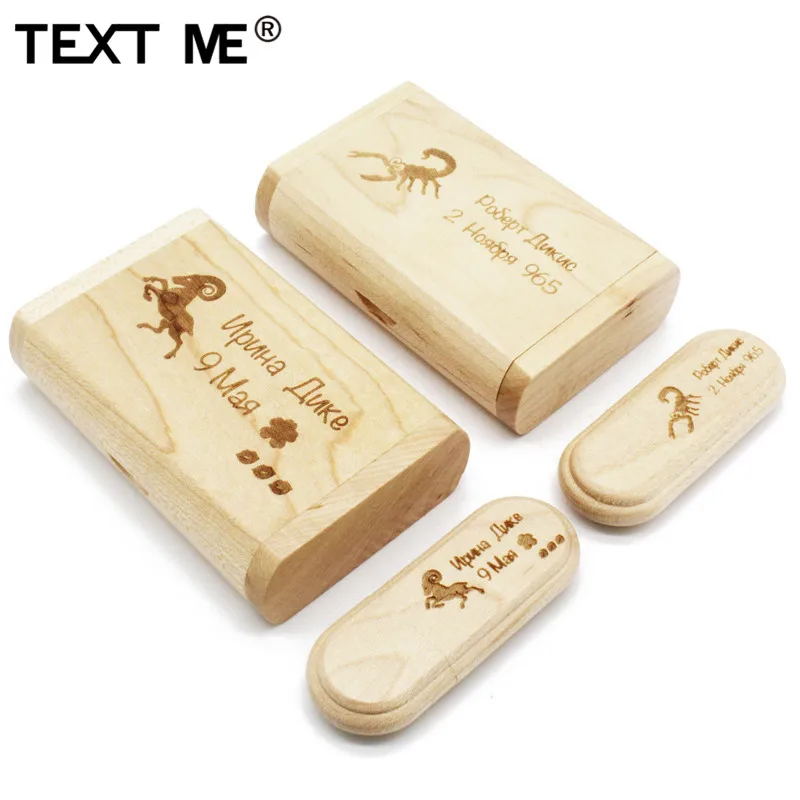 TEXT ME (более 10 шт. бесплатный логотип) Деревянный usb + коробка флеш накопитель