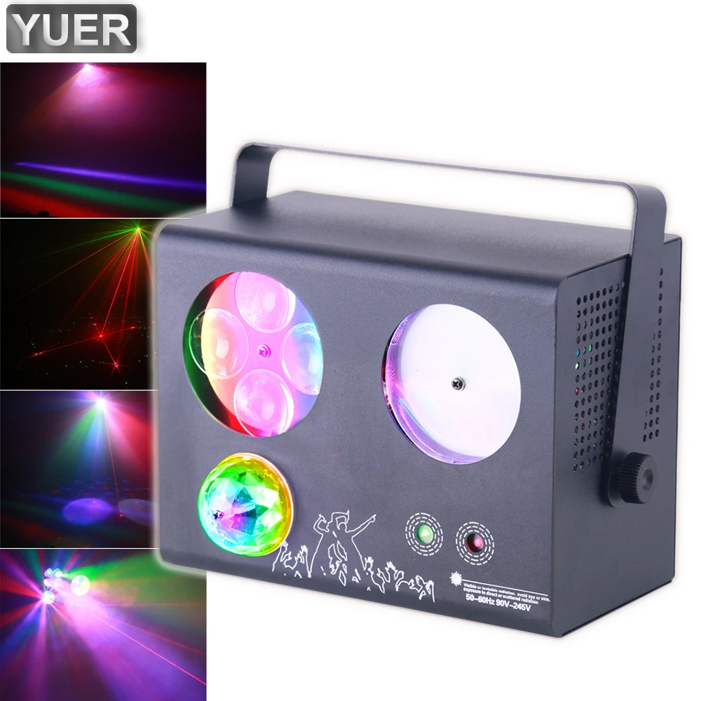 4IN1 Magic Ball DMX Stage Red Green Laser Projector Line Strobe Effect Lighting Effect DJ Disco Party Holiday Wedding Lights