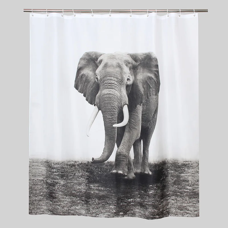 Плотная занавеска для душа из полиэстера с изображением слона | Дом и сад