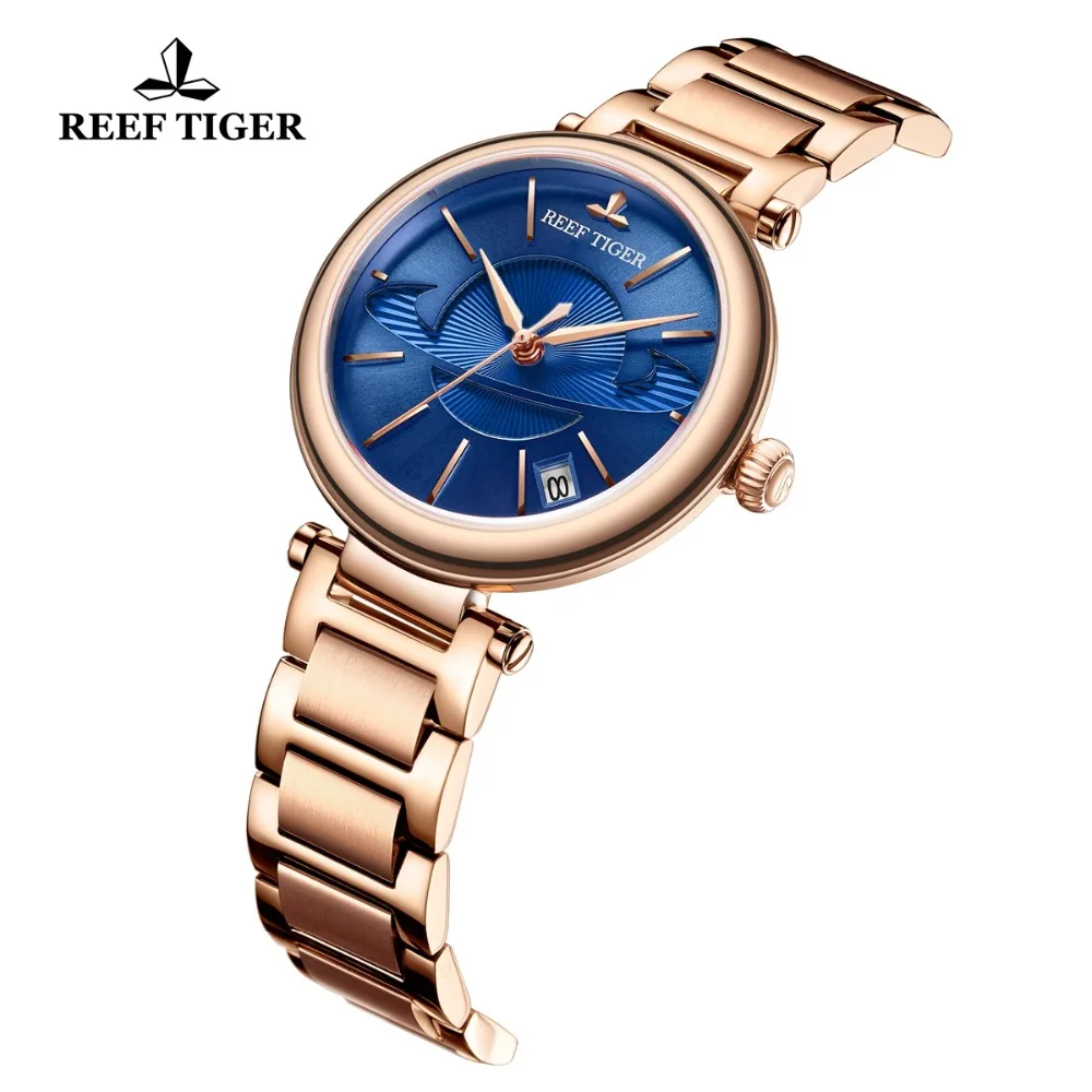 

Reef Tiger/RT Fashion Blue Watch Women Luxury Steel Exquisite Watch Brand Luxury Automatic Watches reloj mujer RGA1591
