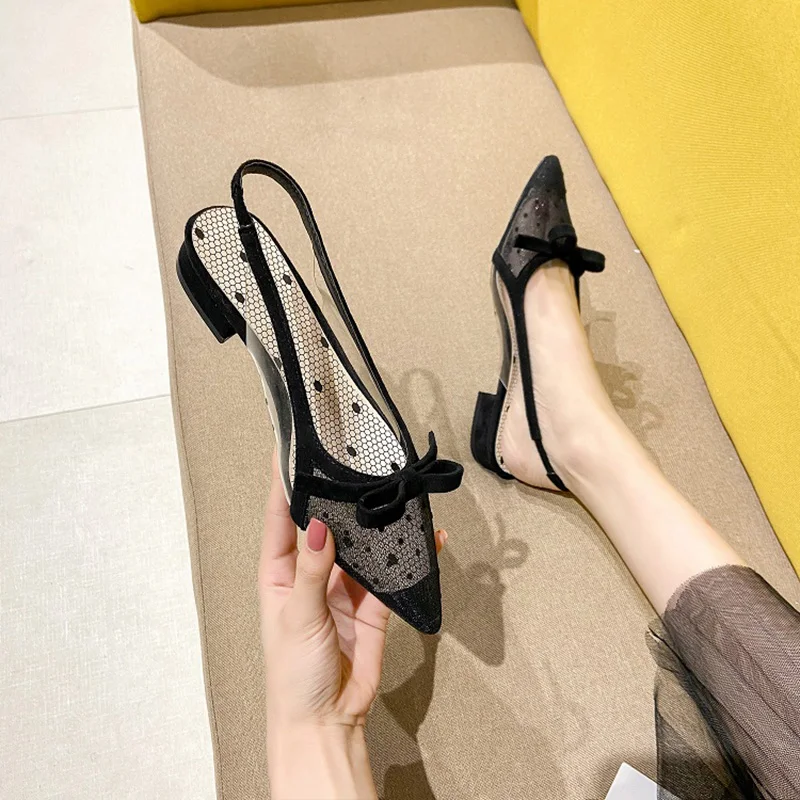 Сандалии женские на низком каблуке элегантные шлепанцы повседневная уличная