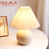 oulala table lamps creative ceramic led simple white desk light for home decoration