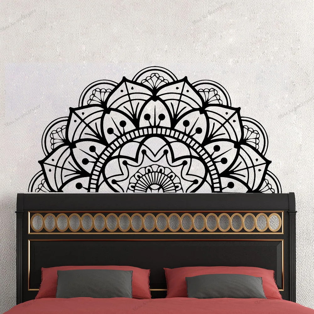 Наполовину Наклейка на стену мандалее для дома изголовье медитации йоги съемная