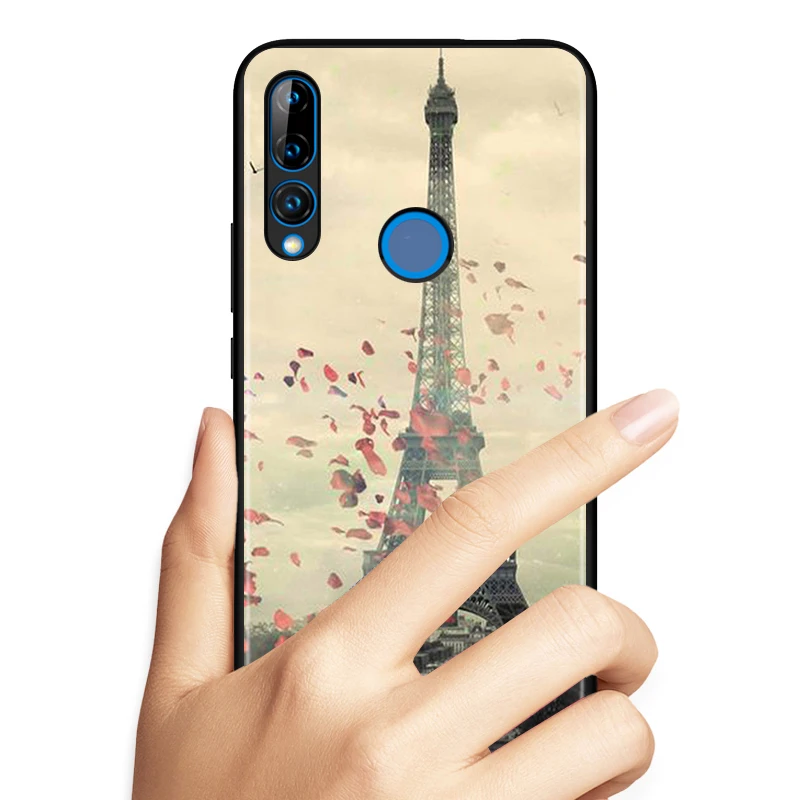 Black Soft TPU Cover Beautiful Eiffel tower for Honor 9X 9 Lite 8S 8C 8X 8A 8 2019 2020 7A 7S 7C Pro Phone Case