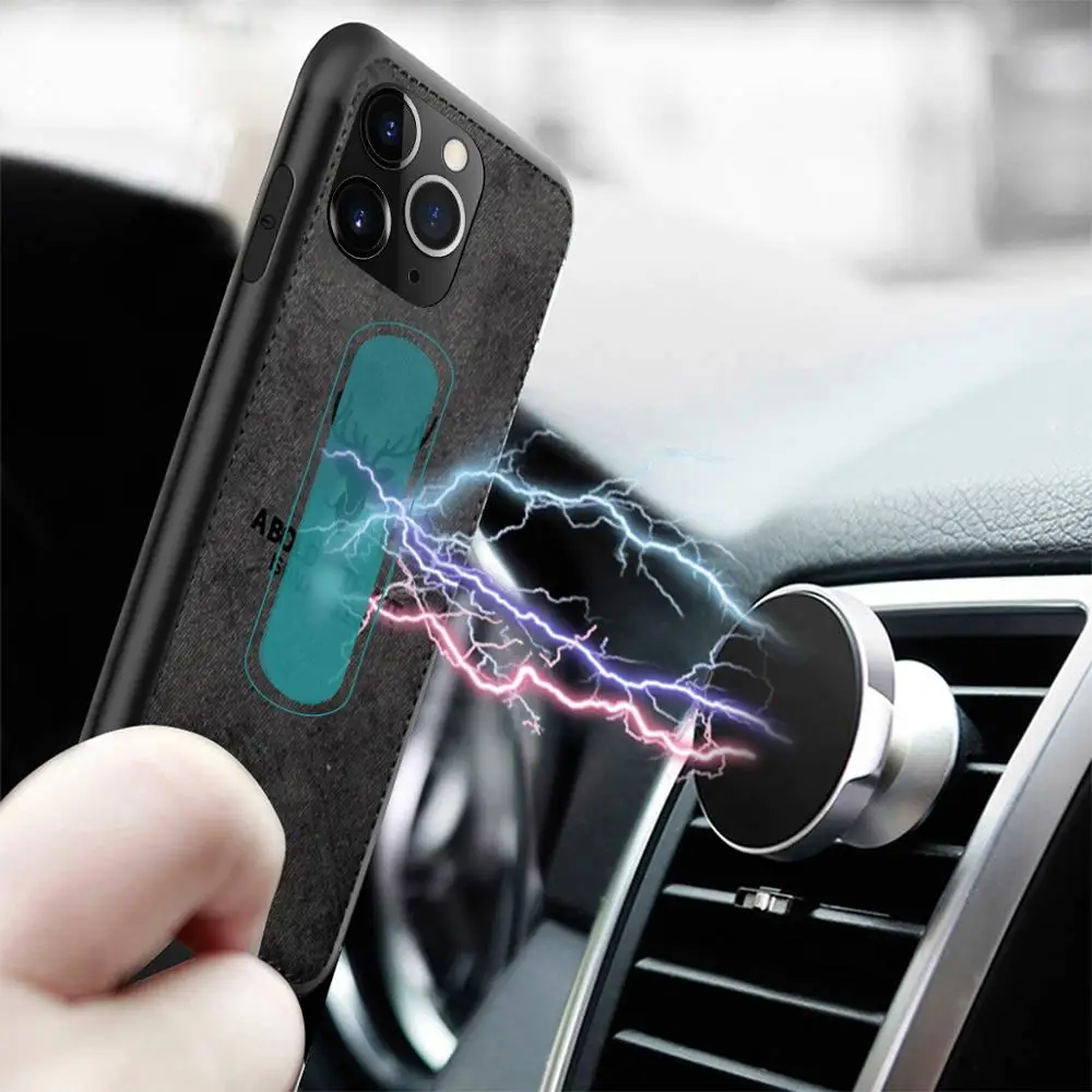 Автомобильный Магнитный тканевый чехол для iPhone 11 Pro Max X XS XR 8 с рисунком оленя