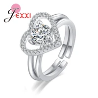 heart pattern opening finger rings for women adjustable 925 sterling silver ring new trendy women fashion jewelry bijoux