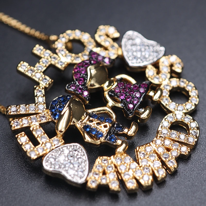 Цветное ожерелье с подвеской для мальчиков и девочек кубическим цирконием