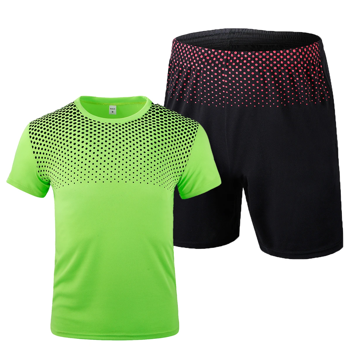 

Men's casual shorts 2 sets of printed summer running O-neck apparel sportswear new short-sleeved men's T-shirt sportswear