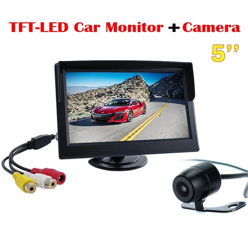 Автомобильная камера заднего вида 5 &quotTFT LCD цветной дисплей универсальный
