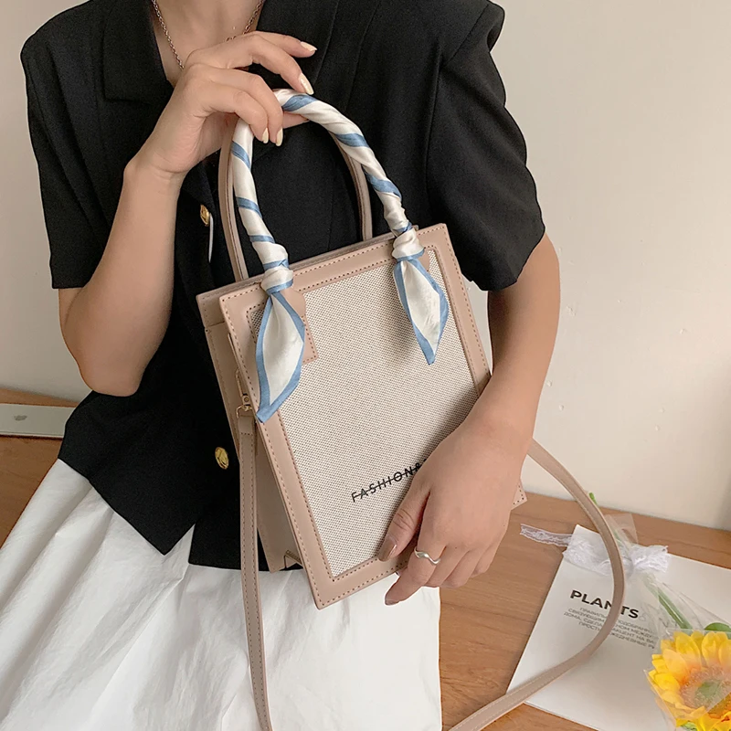 

Scarves Design Luxury Tote Bag 2021 Autumn Trend Brand Designer Shoulder Handbags for Women Weave PU Leather Crossbody Purses