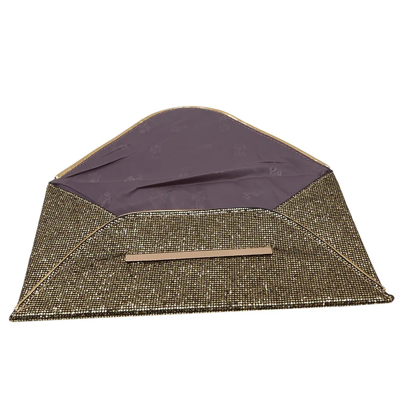 Женский кошелек с золотым конвертом дизайнерский блестящий клатч на день