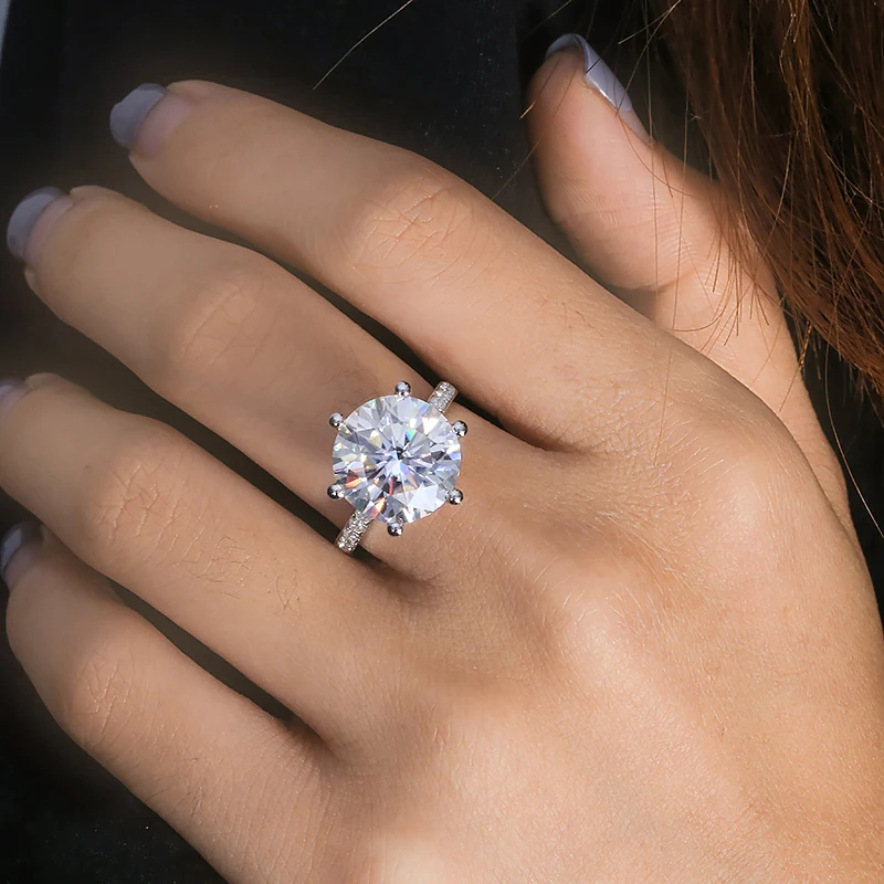 

8ct Classic style 925 sterling silver & 14K Gold ring Diamond jewelry Moissanite ring Wedding Party Anniversary Ring For Women