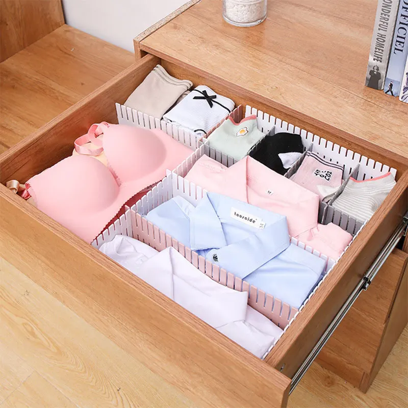 

Suchme Diy Grid Drawer Divider Adjustable Storage Organizer for Socks Underwear Makeup Kitchen Dresser Help Tidy Desk Bedroom 31