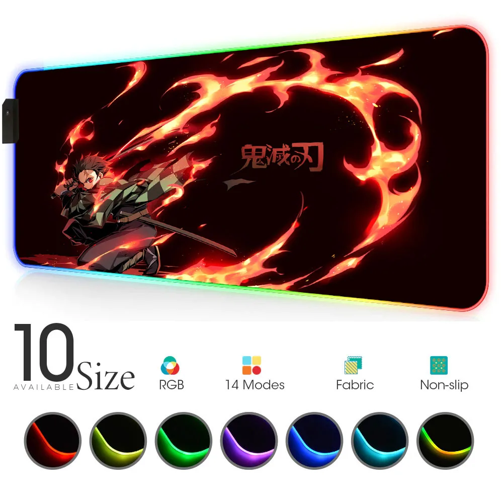 

Demon Slayer Mouse Mat Rgb Rug Led Pad Gloway Carpet Anime Keyboard Mouse Pad Pc Deco Gaming Mousepad Hyperx Arge Desk Mat