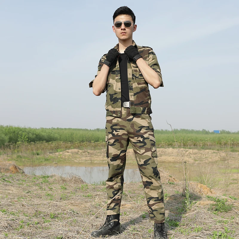 

Uniforme Camouflage Army Combat Suit Men Tactical Military Uniform Clothing Sets Combat Cotton Cargo Pants Long Sleeve T-shirts