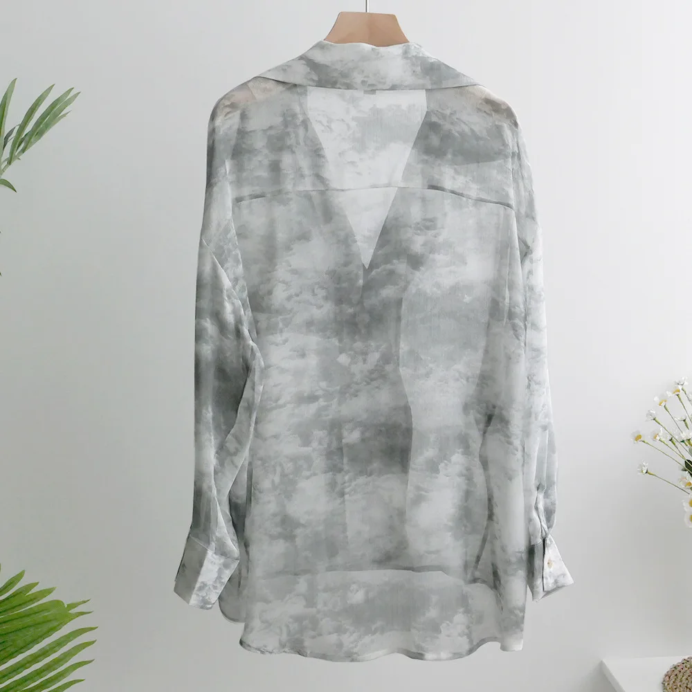 

2021 French Temperament Loose Shirt Women's Ink Print Women's Top One