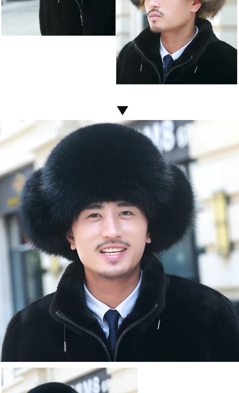 Lantafe, зимняя мужская шапка, шапка-бомбер, шапка Lei Feng, Русская Шапка с кроличьим мехом, мех енота, наушники, теплый натуральный мех, стиль унисекс