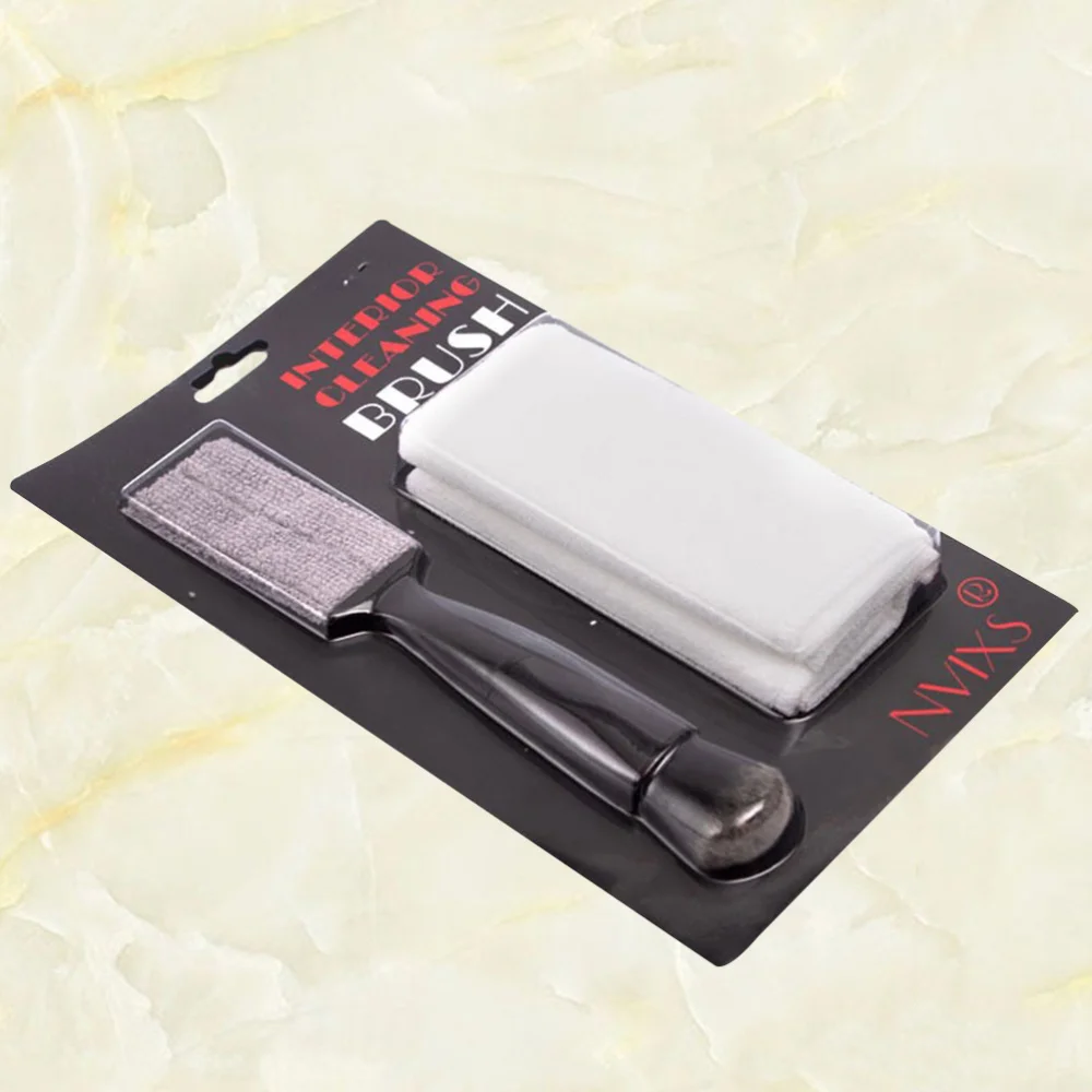 

1 Set Car Interior Cleaning Brush Replaceable Double End Duster Cleaner for Instrument Guitar Car (Black)