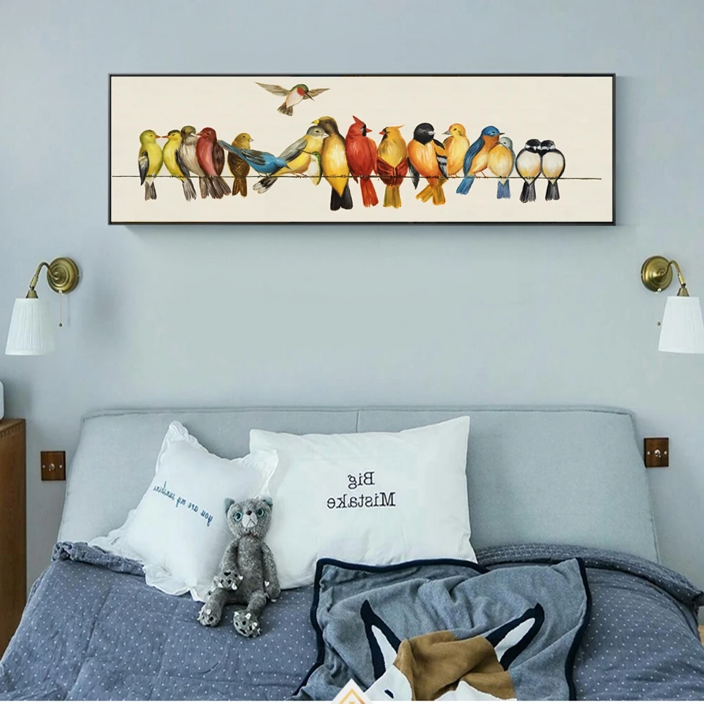 Акварельный попугай животный абстрактный постер Холст Картина Настенная