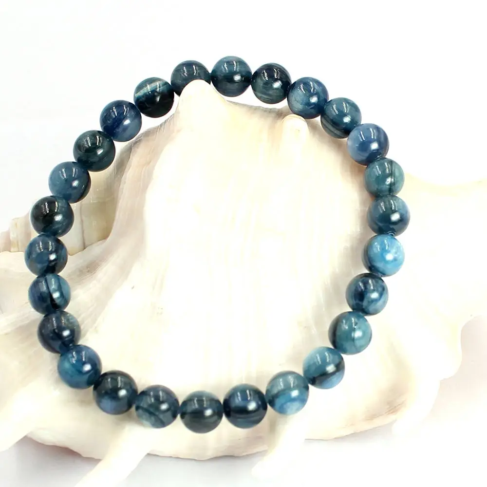 

Free Shipping 7 8 9 10 12 14mm Dark Blue Natural Gems Stone Adjustable Kyanite Jewelry Bracelet 7.5inch