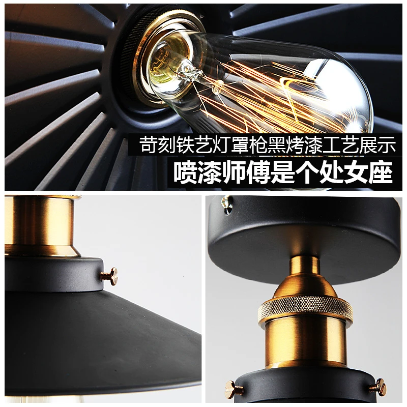 

American Style Pendant Lights Bedroom Restaurant Aisle Corridor Industry Luminaire Suspendu Small Black Lampara Colgante
