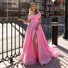 Smileven, новинка, стильное официальное вечернее платье с открытыми плечами, розовые платья для выпускного вечера, вечернее платье с Боковым Разрезом, индивидуальный пошив