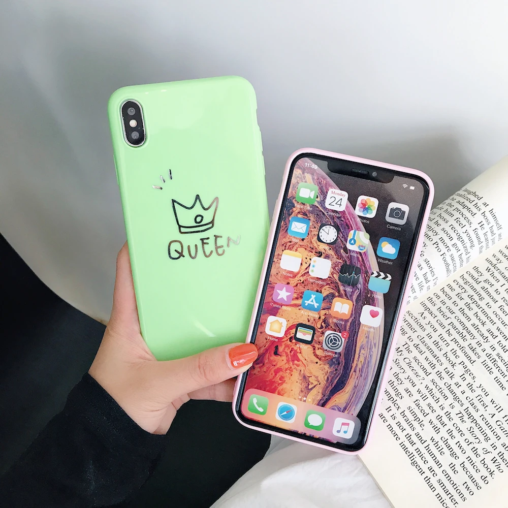 Brand NEW Cute Crown KING Queen Soft Case for iPhone X Xs XR XsMax 8Plus 8 7Plus 7 6 6s Plus 11Pro 11ProMax 11 Phone Cover Coque | Мобильные