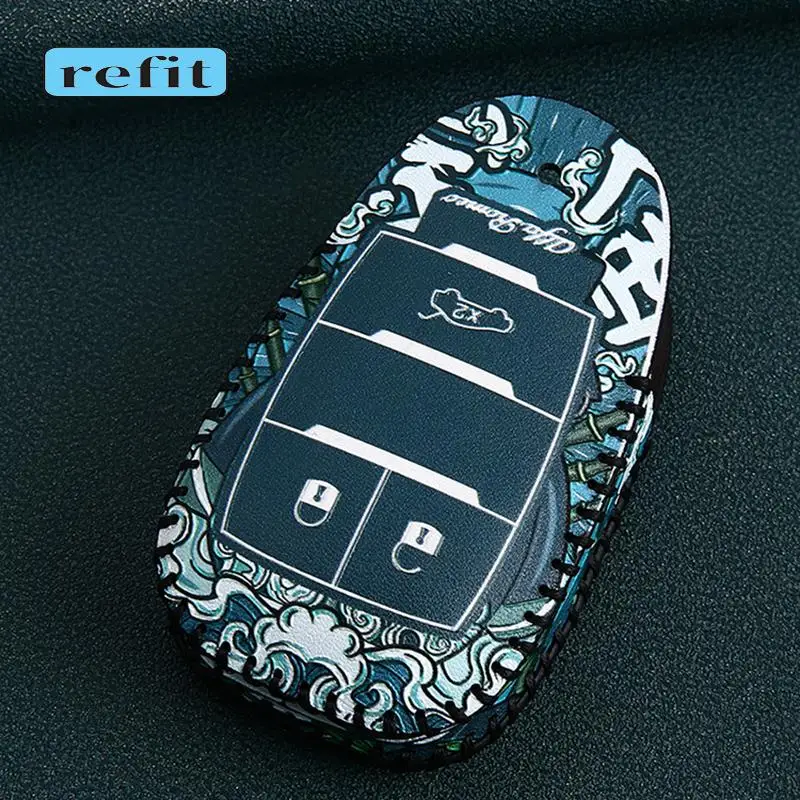 

Fashion Car leather key protection shell keychain For Alfa Romeo giulia stelvio Car key modification