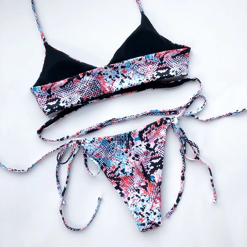 

Sexy Leopard Bikini 2020 Bandage Swimwear Women Swimsuit Lace Up Thong Bikinis Set Swim Beach Wear Bathing Suit Woman Swimsuits