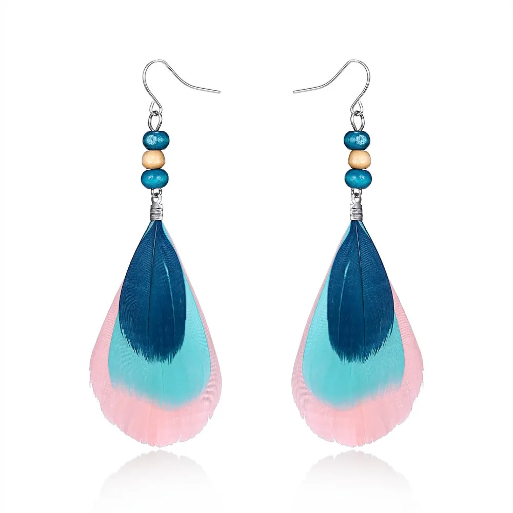 Модные Винтажные Длинные перо кисточка серьги в этническом стиле бохо крупные