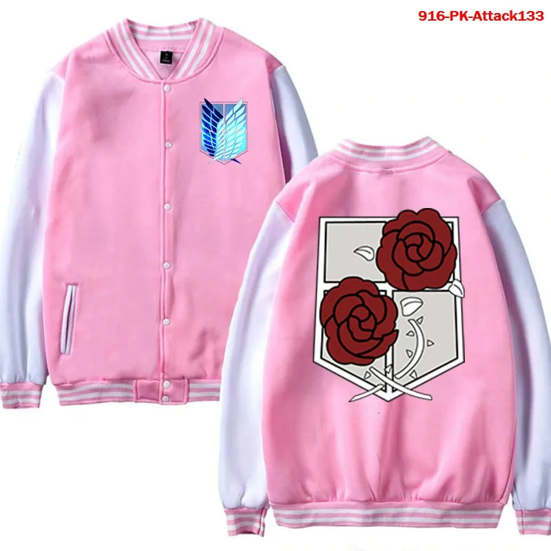 

2021 New Baseball Jacket Attack on Titan Anime Men Jacket Autumn Winter Casual Uniform Harajuku Attack on Titan Cosplay Coat