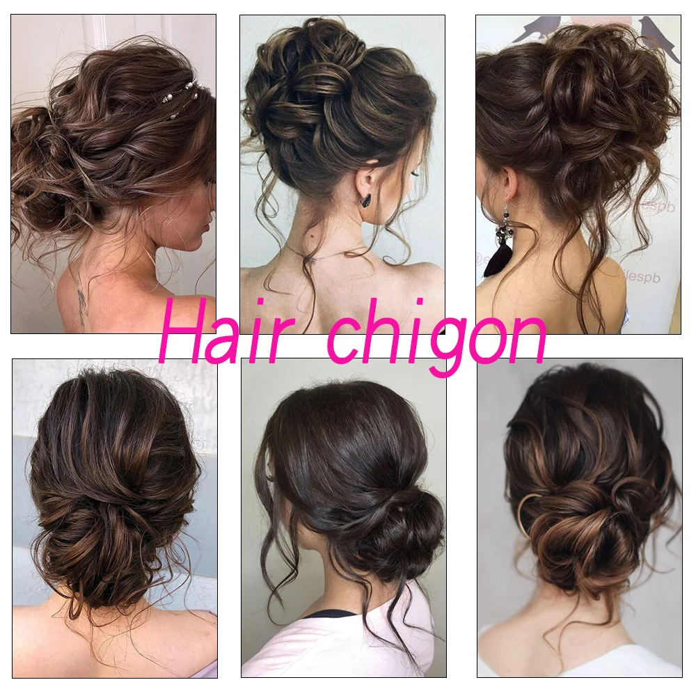 MSTN Synthetic Hair Bun Chignon Messy Curly Hair Wigs Fake Hair Pieces For Women Hairpins Black Brown Hair Extensions Hairpieces images - 6