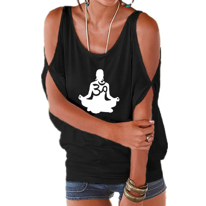 Женские летние футболки с принтом Ом Аум модные сексуальные топы открытыми