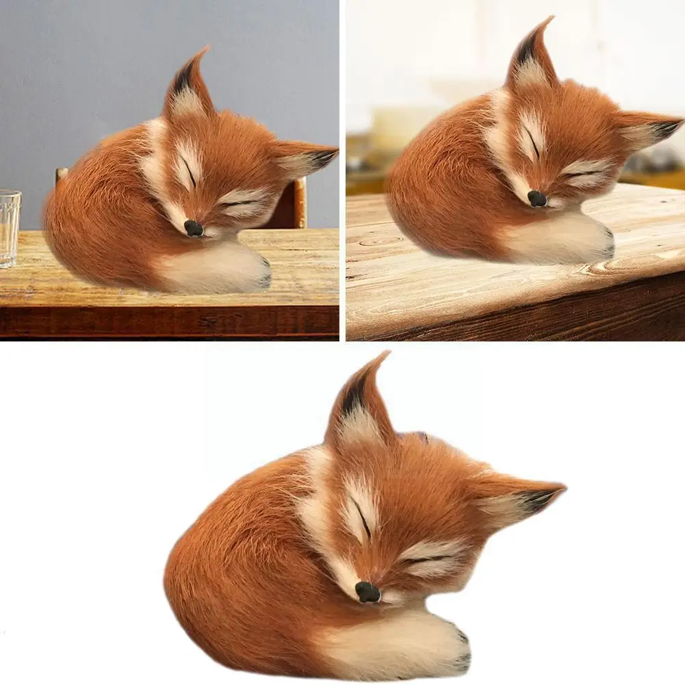 

Модная детская имитация лисы, плюшевая игрушка, модель коричневой лисы, украшение для дома, фигурки животных, статические фигурки, игрушки, ...