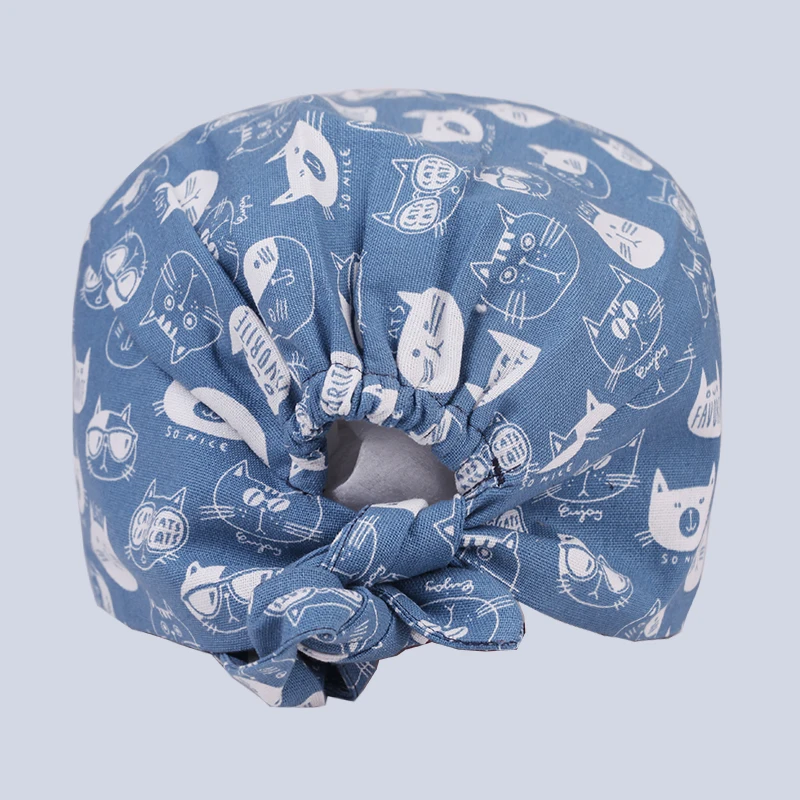 Белая Регулируемая шапка скрабы с рисунком кошки для мужчин и женщин 100% хлопок