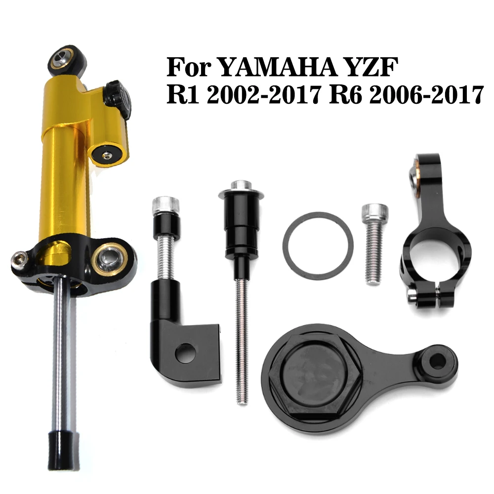 Amortiguador de dirección ajustable para motocicleta, Kit de montaje para Yamaha YZF-R1, YZF-R6, YZF, R1, R6, años 2006 a 2017