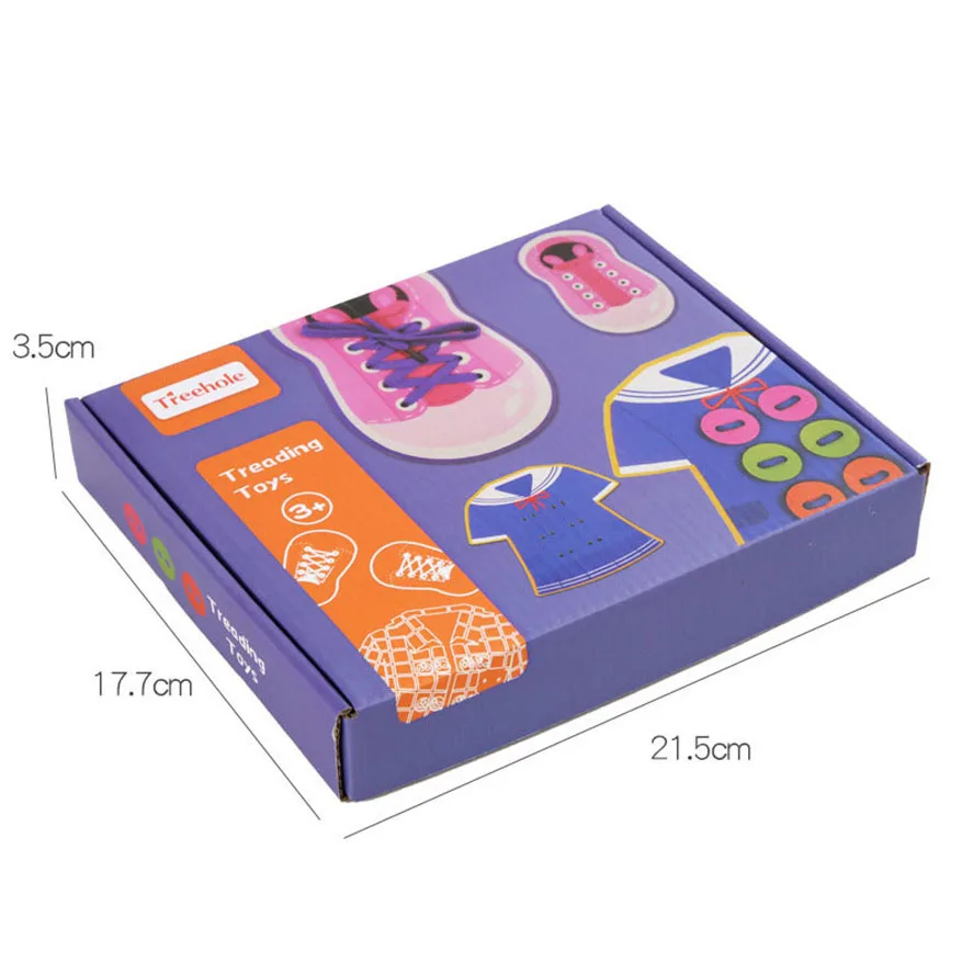 Montessori Threading Beads Game Wooden Kids Educational Lacing Toys Sewing Buttons Teaching Aid Puzzle Stringing Toy for Baby